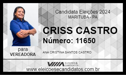 Candidato CRISS CASTRO 2024 - MARITUBA - Eleições