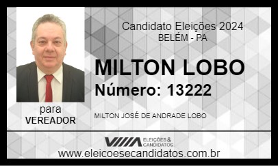 Candidato MILTON LOBO COLETIVO UNIDADE 2024 - BELÉM - Eleições