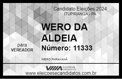 Candidato WERO DA ALDEIA  2024 - ITUPIRANGA - Eleições