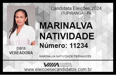 Candidato MARINALVA NATIVIDADE 2024 - ITUPIRANGA - Eleições