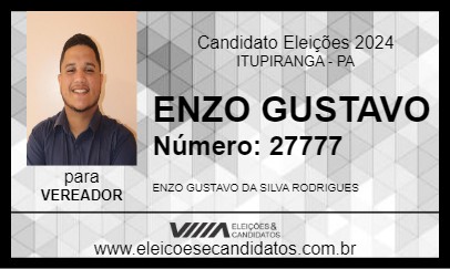 Candidato ENZO GUSTAVO 2024 - ITUPIRANGA - Eleições