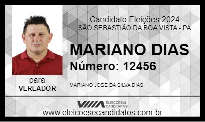 Candidato MARIANO DIAS 2024 - SÃO SEBASTIÃO DA BOA VISTA - Eleições