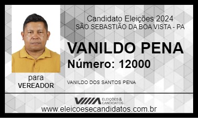 Candidato VANILDO PENA 2024 - SÃO SEBASTIÃO DA BOA VISTA - Eleições