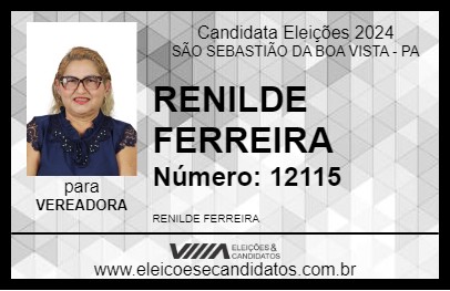 Candidato RENILDE FERREIRA 2024 - SÃO SEBASTIÃO DA BOA VISTA - Eleições