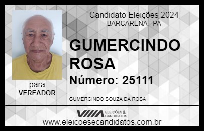 Candidato GUMERCINDO ROSA 2024 - BARCARENA - Eleições