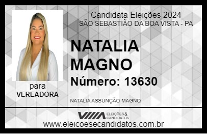 Candidato NATALIA MAGNO 2024 - SÃO SEBASTIÃO DA BOA VISTA - Eleições