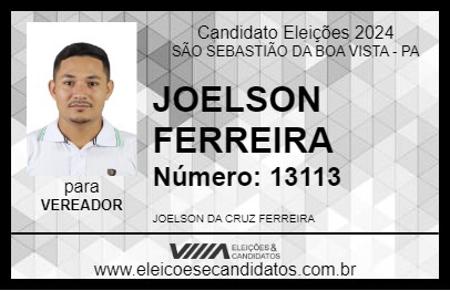 Candidato JOELSON FERREIRA 2024 - SÃO SEBASTIÃO DA BOA VISTA - Eleições