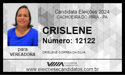 Candidato CRISLENE 2024 - CACHOEIRA DO PIRIÁ - Eleições