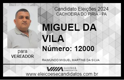 Candidato MIGUEL DA VILA 2024 - CACHOEIRA DO PIRIÁ - Eleições