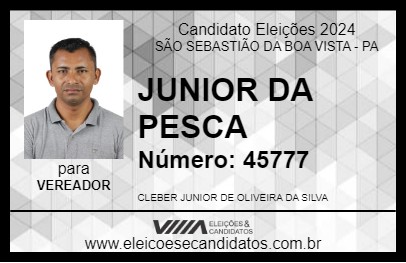 Candidato JUNIOR DA PESCA 2024 - SÃO SEBASTIÃO DA BOA VISTA - Eleições