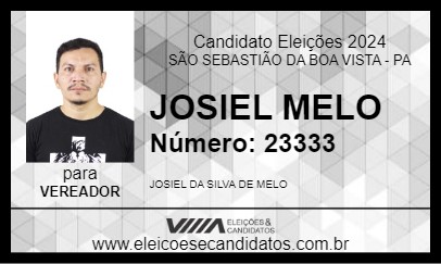 Candidato JOSIEL MELO 2024 - SÃO SEBASTIÃO DA BOA VISTA - Eleições