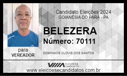 Candidato BELEZERA 2024 - GOIANÉSIA DO PARÁ - Eleições