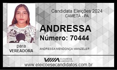 Candidato ANDRESSA 2024 - CAMETÁ - Eleições