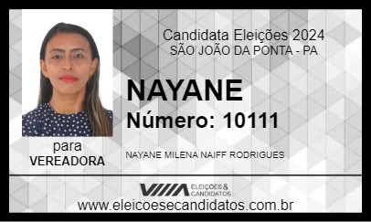 Candidato NAYANE 2024 - SÃO JOÃO DA PONTA - Eleições