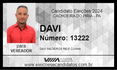 Candidato DAVI DO PT 2024 - CACHOEIRA DO PIRIÁ - Eleições