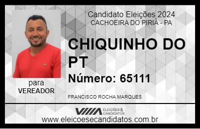 Candidato CHIQUINHO DO PT 2024 - CACHOEIRA DO PIRIÁ - Eleições