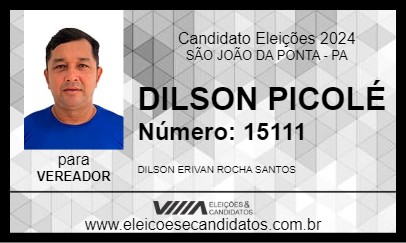 Candidato DILSON PICOLÉ 2024 - SÃO JOÃO DA PONTA - Eleições