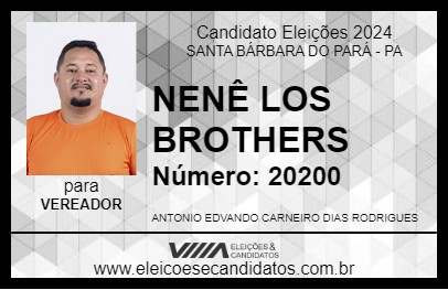 Candidato NENÊ LOS BROTHERS 2024 - SANTA BÁRBARA DO PARÁ - Eleições