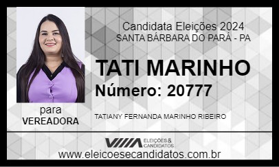 Candidato TATI MARINHO 2024 - SANTA BÁRBARA DO PARÁ - Eleições