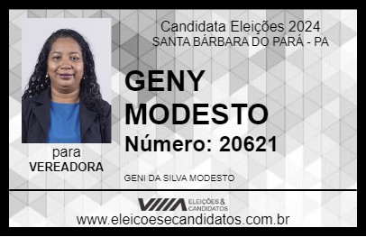 Candidato GENY MODESTO 2024 - SANTA BÁRBARA DO PARÁ - Eleições