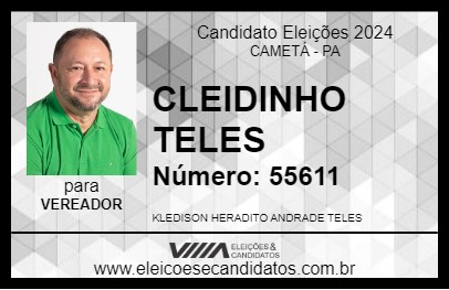 Candidato CLEIDINHO TELES 2024 - CAMETÁ - Eleições