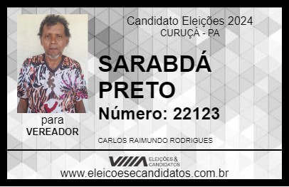 Candidato SARABDÁ PRETO 2024 - CURUÇÁ - Eleições