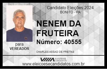 Candidato NENEM DA FRUTEIRA 2024 - BONITO - Eleições