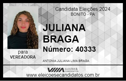 Candidato JULIANA BRAGA 2024 - BONITO - Eleições