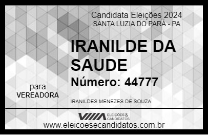 Candidato IRANILDE DA SAUDE 2024 - SANTA LUZIA DO PARÁ - Eleições