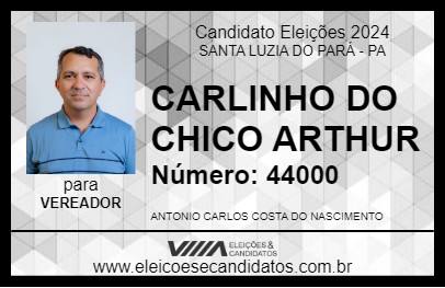 Candidato CARLINHO DO CHICO ARTHUR 2024 - SANTA LUZIA DO PARÁ - Eleições