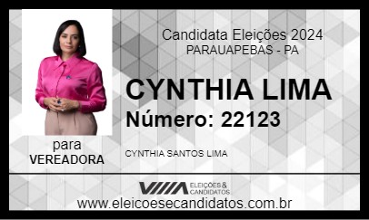 Candidato CYNTHIA LIMA 2024 - PARAUAPEBAS - Eleições