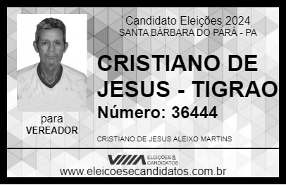 Candidato CRISTIANO DE JESUS - TIGRAO 2024 - SANTA BÁRBARA DO PARÁ - Eleições