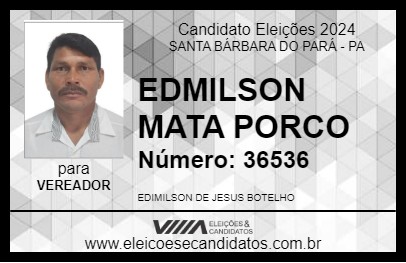 Candidato EDMILSON DO ANA JÚLIA 2024 - SANTA BÁRBARA DO PARÁ - Eleições