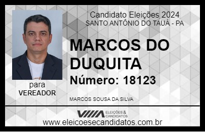 Candidato MARCOS DO DUQUITA 2024 - SANTO ANTÔNIO DO TAUÁ - Eleições