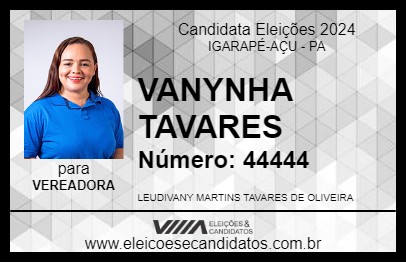 Candidato VANYNHA TAVARES 2024 - IGARAPÉ-AÇU - Eleições