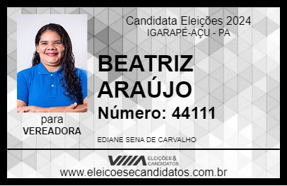 Candidato BEATRIZ ARAÚJO 2024 - IGARAPÉ-AÇU - Eleições