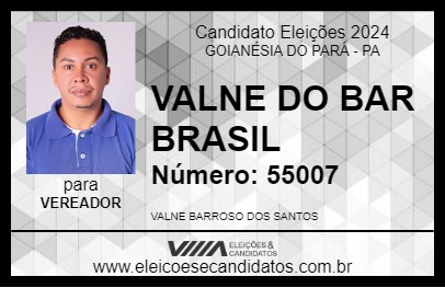 Candidato VALNE DO BAR BRASIL 2024 - GOIANÉSIA DO PARÁ - Eleições