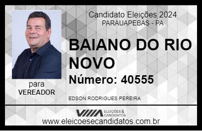 Candidato BAIANO DO RIO NOVO 2024 - PARAUAPEBAS - Eleições