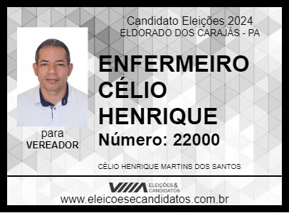 Candidato ENFERMEIRO CÉLIO HENRIQUE 2024 - ELDORADO DOS CARAJÁS - Eleições