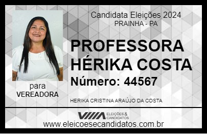 Candidato PROFESSORA HÉRIKA COSTA 2024 - PRAINHA - Eleições