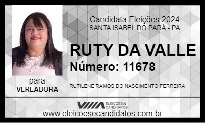 Candidato RUTY DA VALLE 2024 - SANTA ISABEL DO PARÁ - Eleições