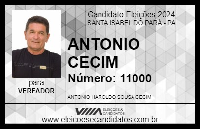 Candidato ANTONIO CECIM 2024 - SANTA ISABEL DO PARÁ - Eleições