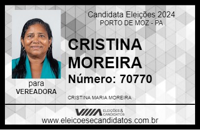 Candidato CRISTINA MOREIRA 2024 - PORTO DE MOZ - Eleições