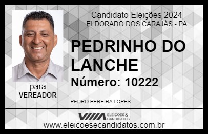 Candidato PEDRINHO DO LANCHE 2024 - ELDORADO DOS CARAJÁS - Eleições