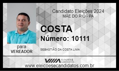 Candidato COSTA 2024 - MÃE DO RIO - Eleições