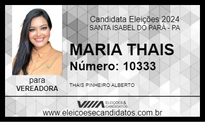 Candidato MARIA THAIS 2024 - SANTA ISABEL DO PARÁ - Eleições