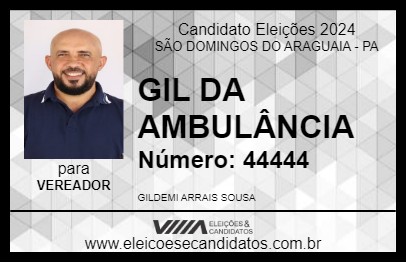 Candidato GIL DA AMBULÂNCIA 2024 - SÃO DOMINGOS DO ARAGUAIA - Eleições