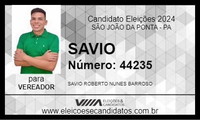 Candidato SAVIO 2024 - SÃO JOÃO DA PONTA - Eleições