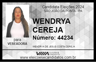 Candidato WENDRYA CEREJA 2024 - SÃO JOÃO DA PONTA - Eleições