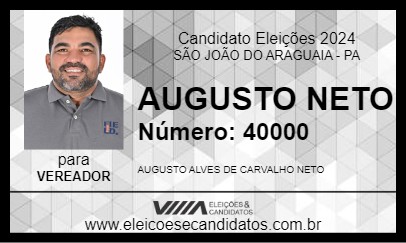 Candidato AUGUSTO NETO 2024 - SÃO JOÃO DO ARAGUAIA - Eleições